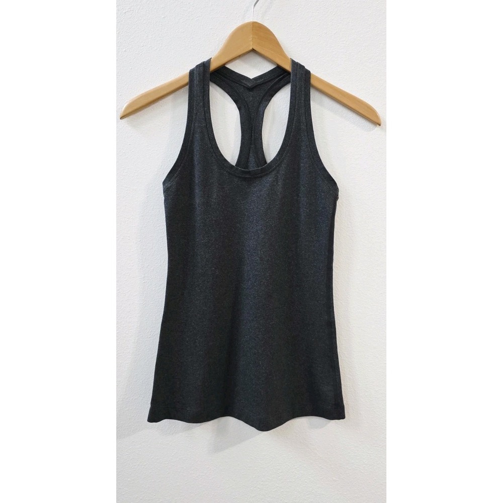 Lululemon Cool Racerback Tank Top Women's size 4 Nulu Dark Heather Gray